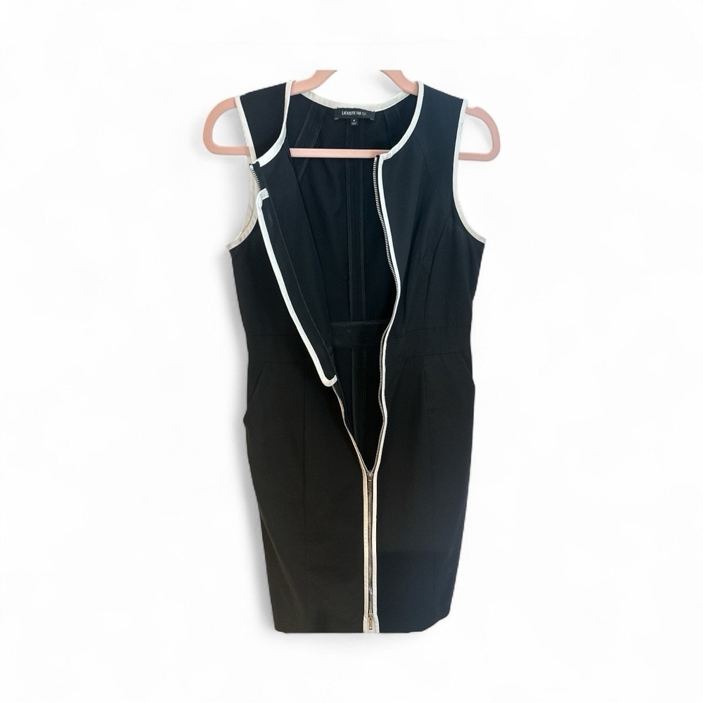 Lafayette 148 New York Black Sleeveless A-Line Zip Front Mini Dress 4 66982 - Picture 3 of 5